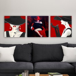 Wallity 3PART108 Conjunto de 3 Pinturas Decorativas en Lienzo Multicolor